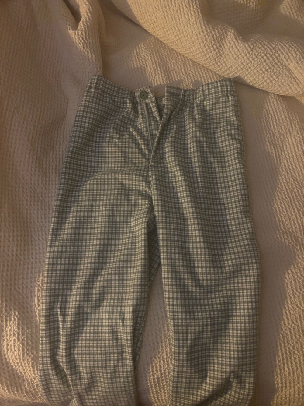 John Galt Green Plaid High-Waist Pants💚